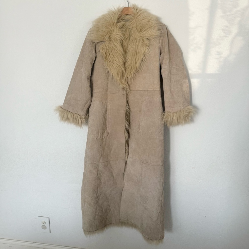 Vintage Brandon Thomas Y2k Long Leather Suede Jacket Fur Lined Coat Penny Lane